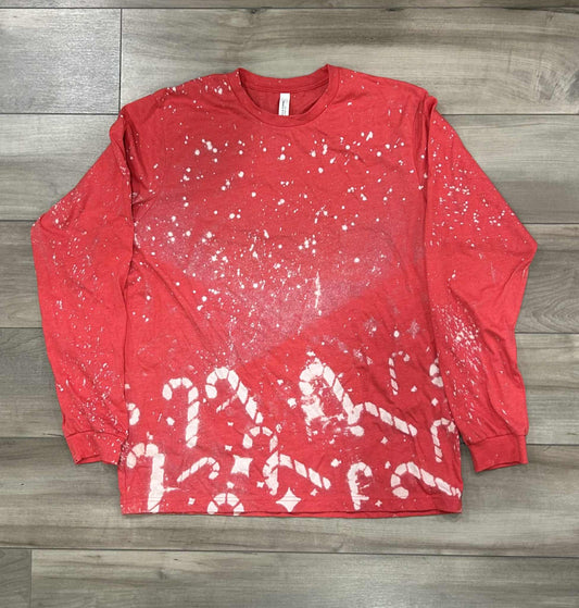 RTS Bleached Blank Candy Cane Long Sleeve