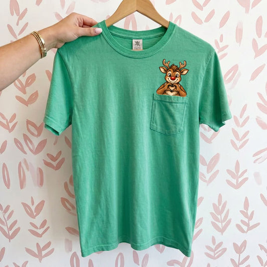 Reindeer Pocket Peeker Top