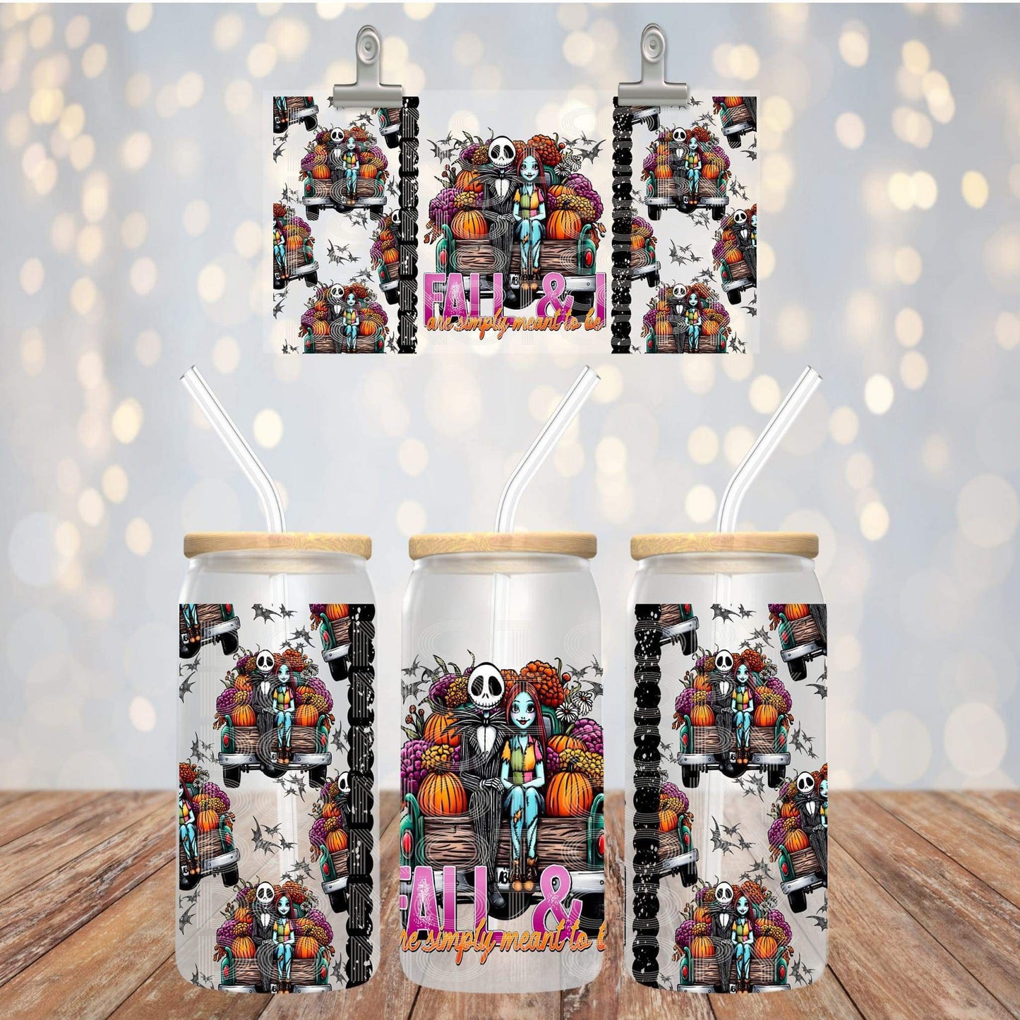 16oz glass can Fall and I are meant to be Sub Print