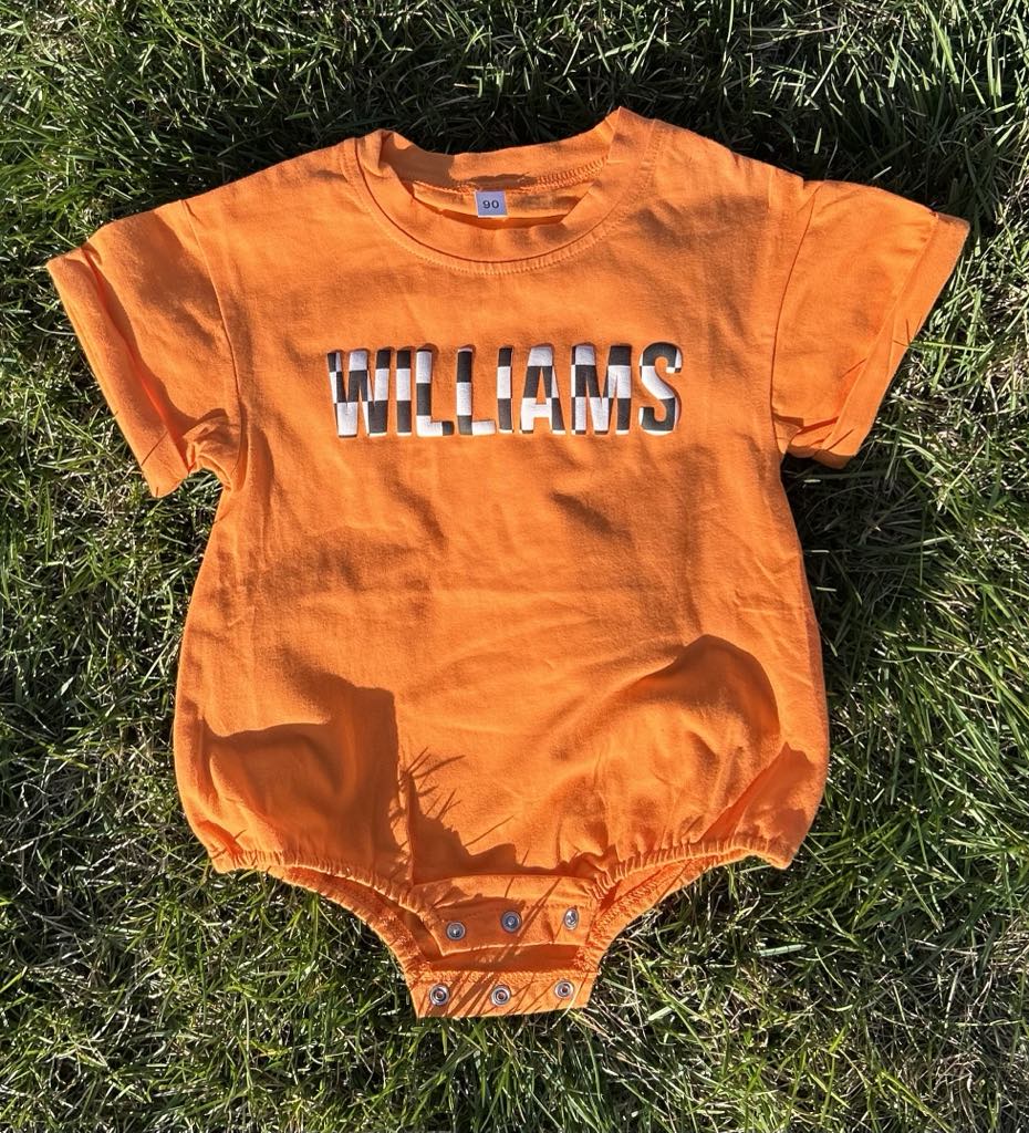 Kids Checkered Puff Printed Name Top
