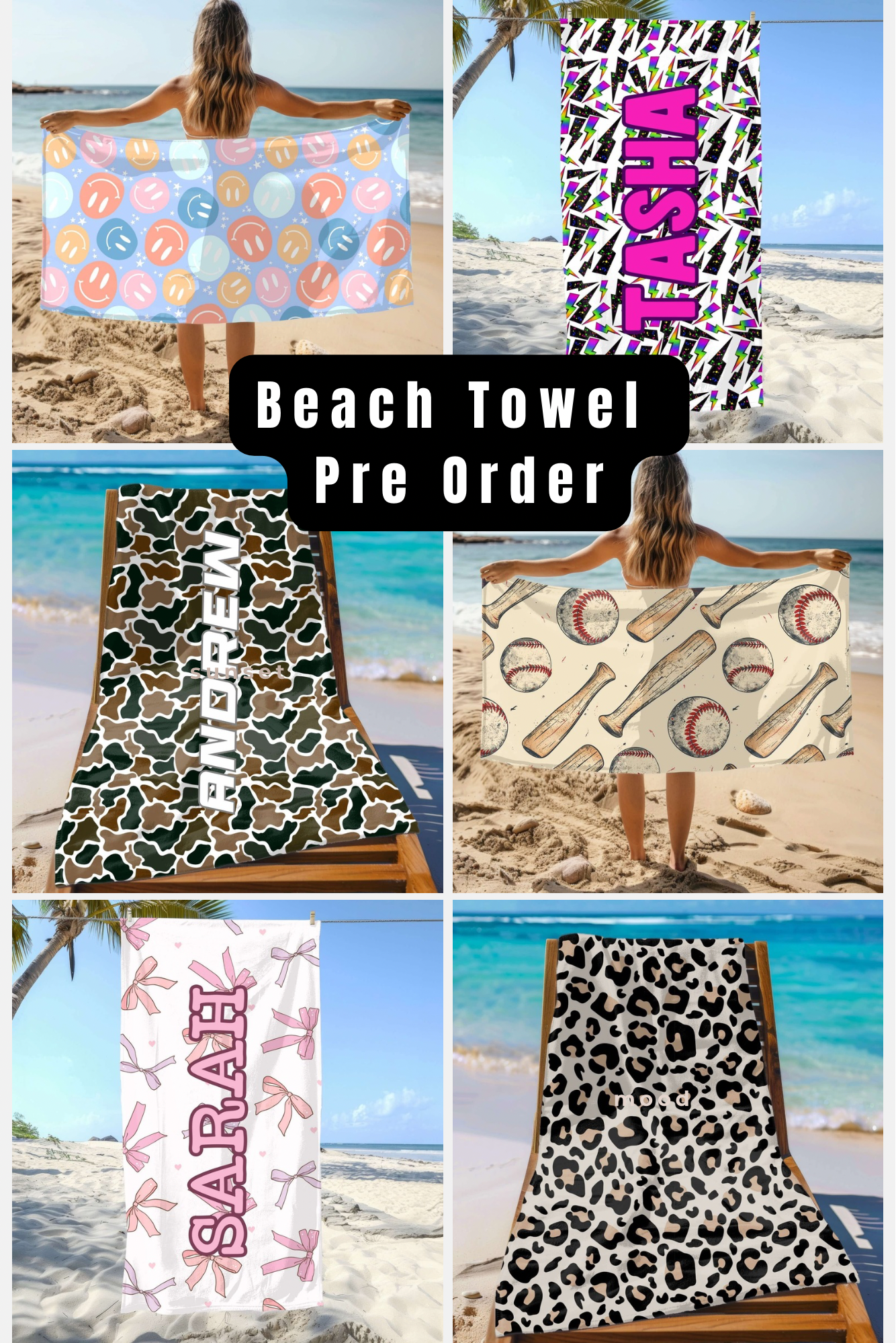 Pre Order Custom Solid Color with Name Beach Towels