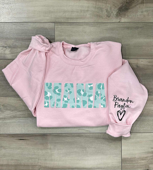 Custom Teal Leopard Printed Puff Print