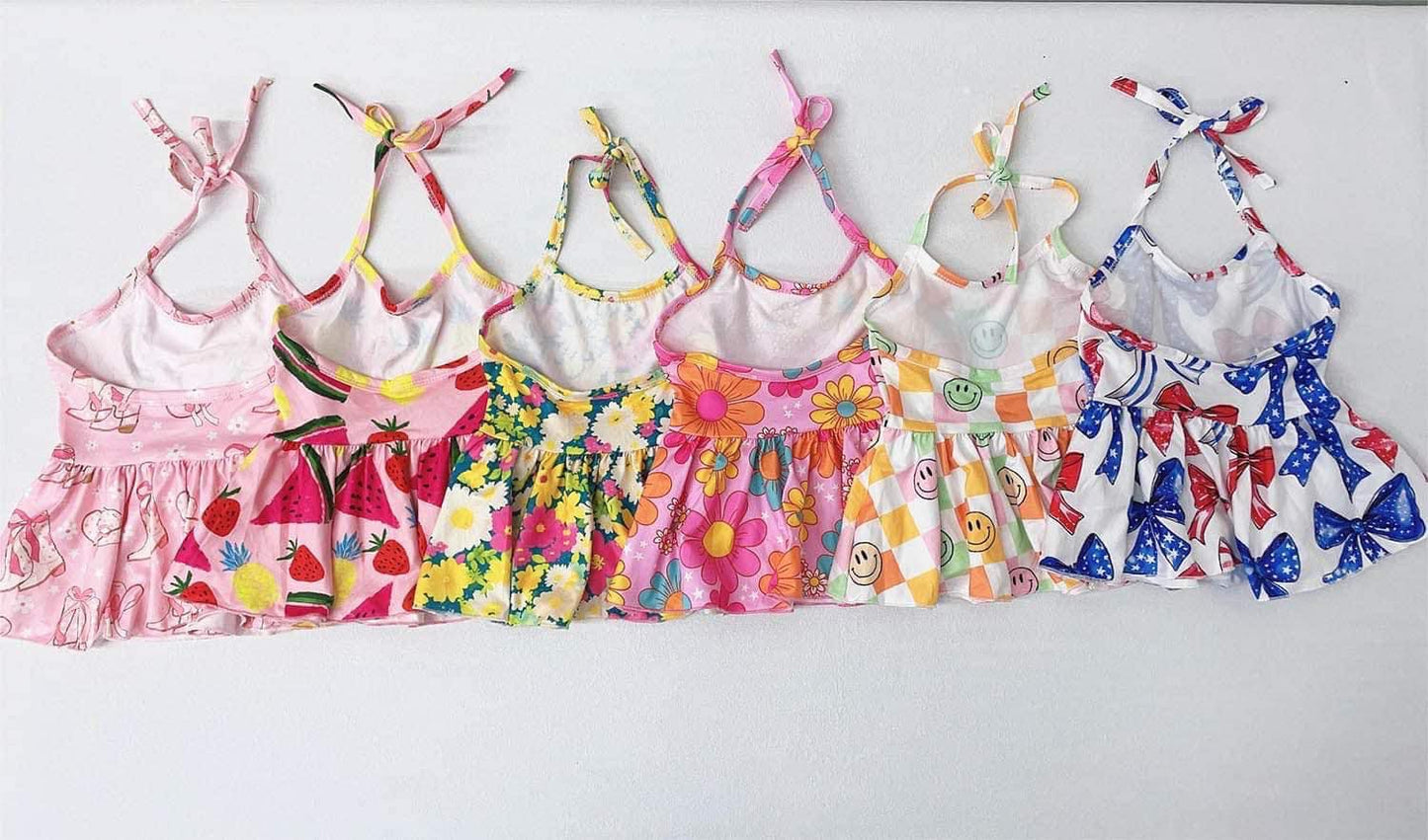 Girl's Printed Peplum Halter Tops ⭐️