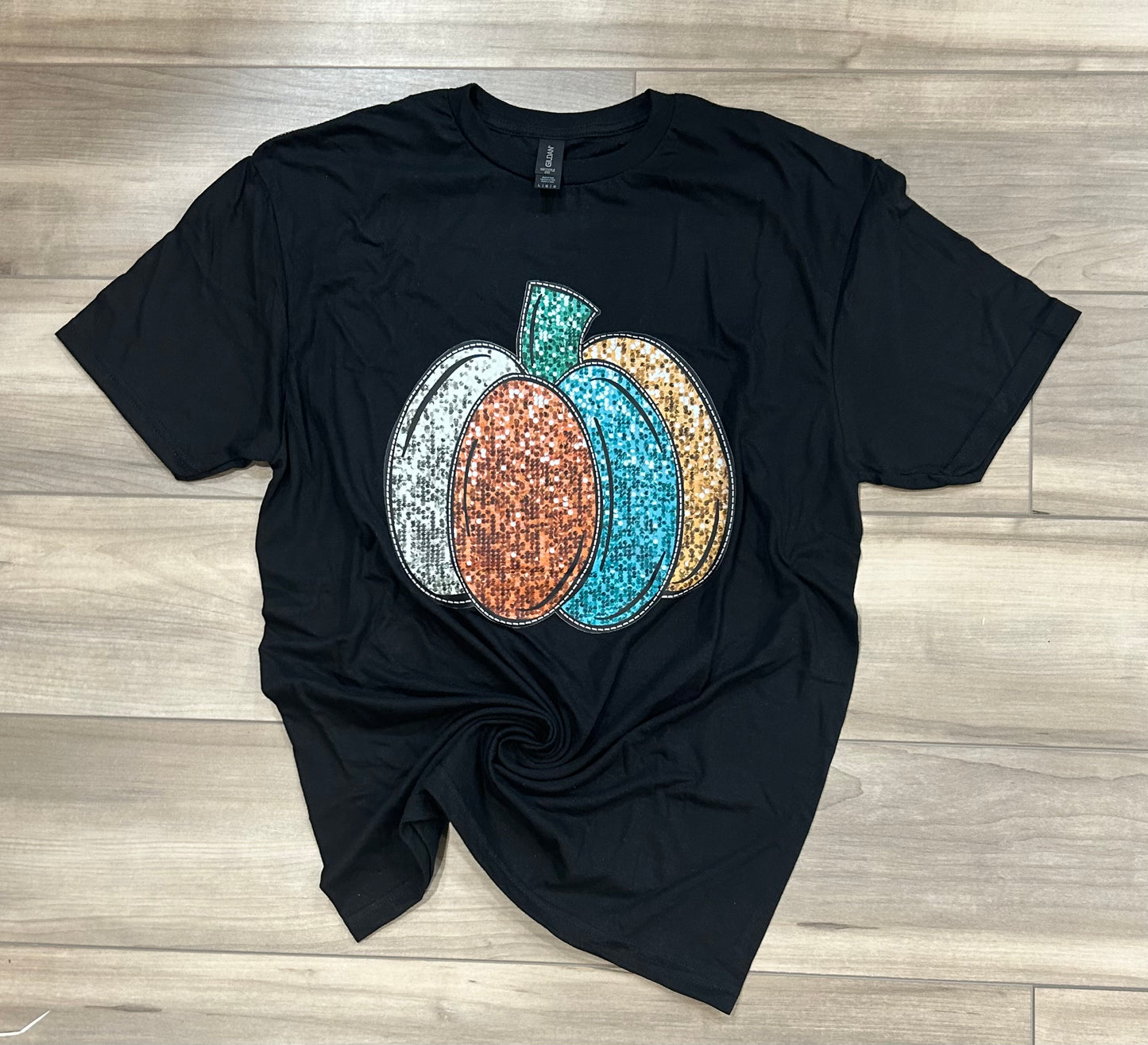 RTS Kids Faux Sequins Pumpkin Top in Black