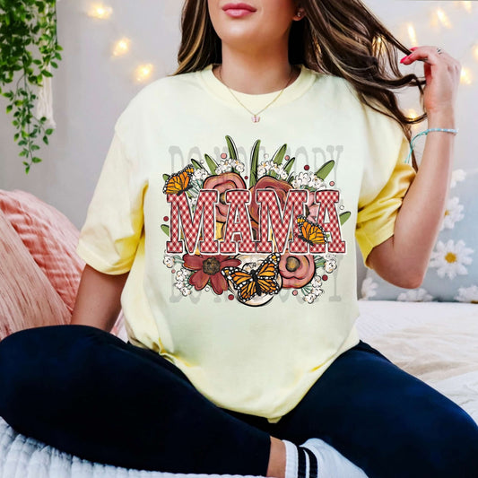 DTF Print - Floral Check Mama