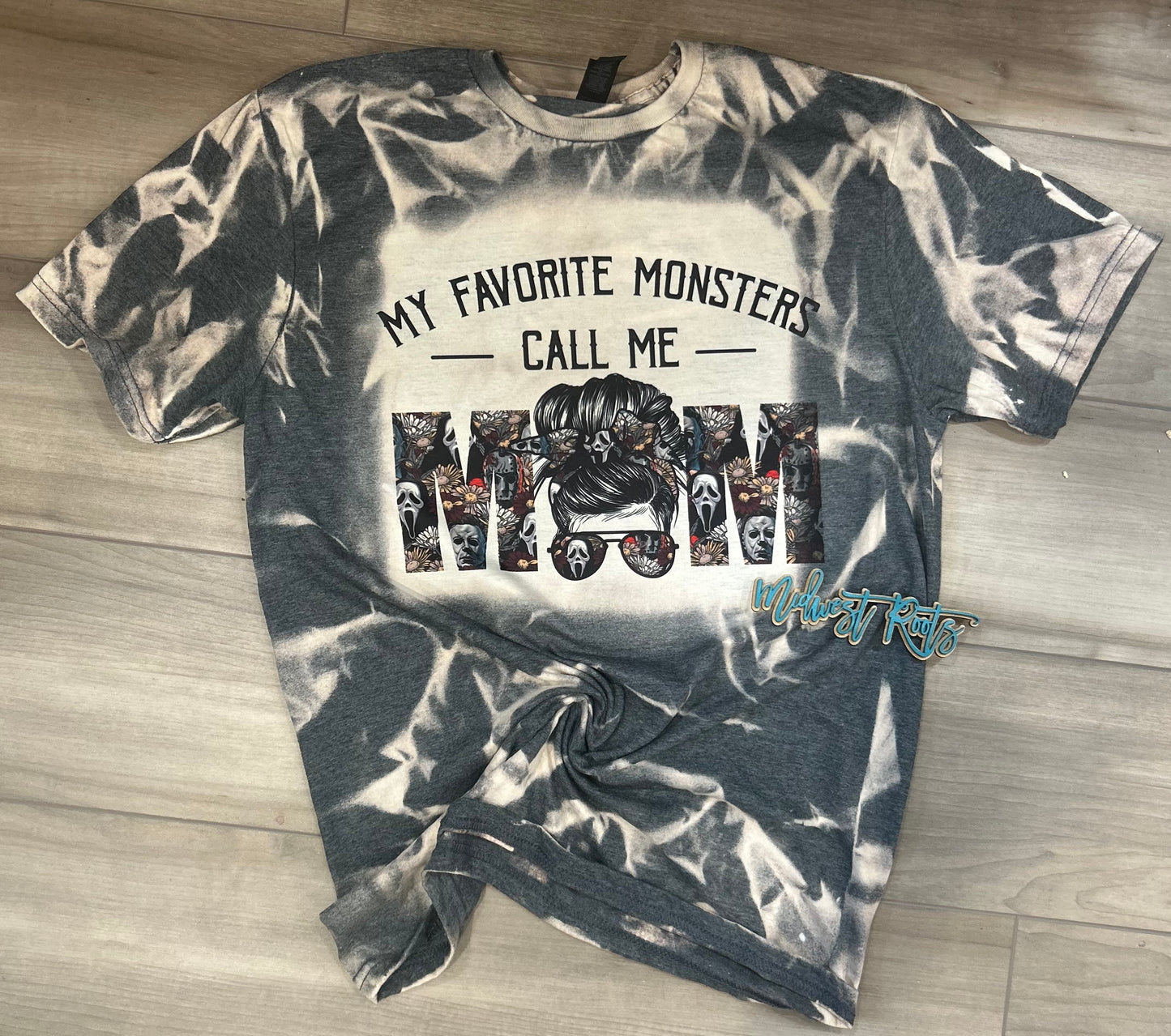 Mom of Monsters Bleached Top in Grey