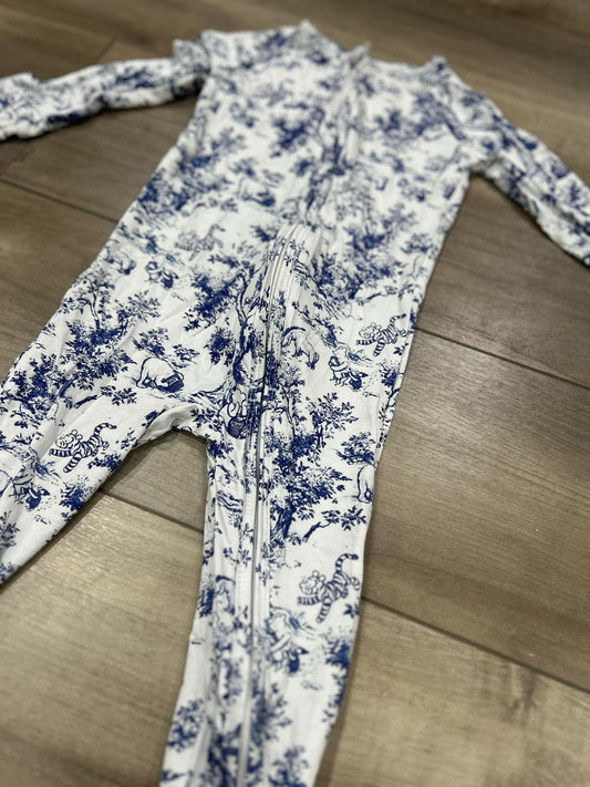 RTS Blue Floral Pooh Bear Zippy Bamboo