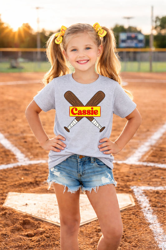 Softball Bat Name Plate Kids Top