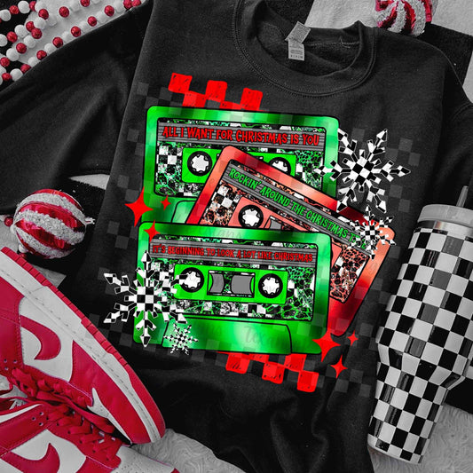 DTF Print- Christmas Cassette Tapes