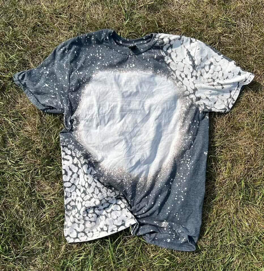 Blank Bleached Leopard Tee in Dark Grey