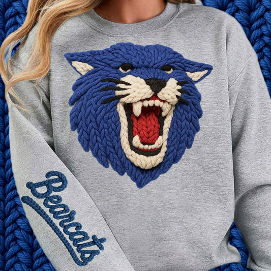 DTF Print - Faux Yarn Blue Be@rcats