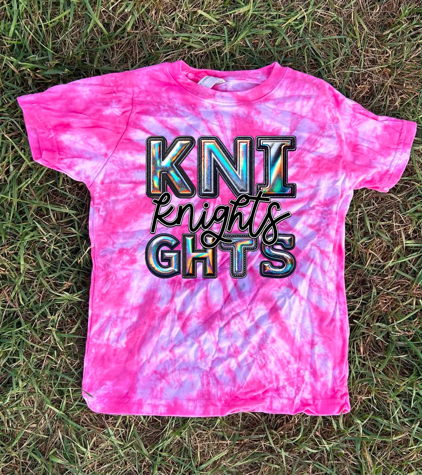 Pink Out Dyed Holographic Team Top