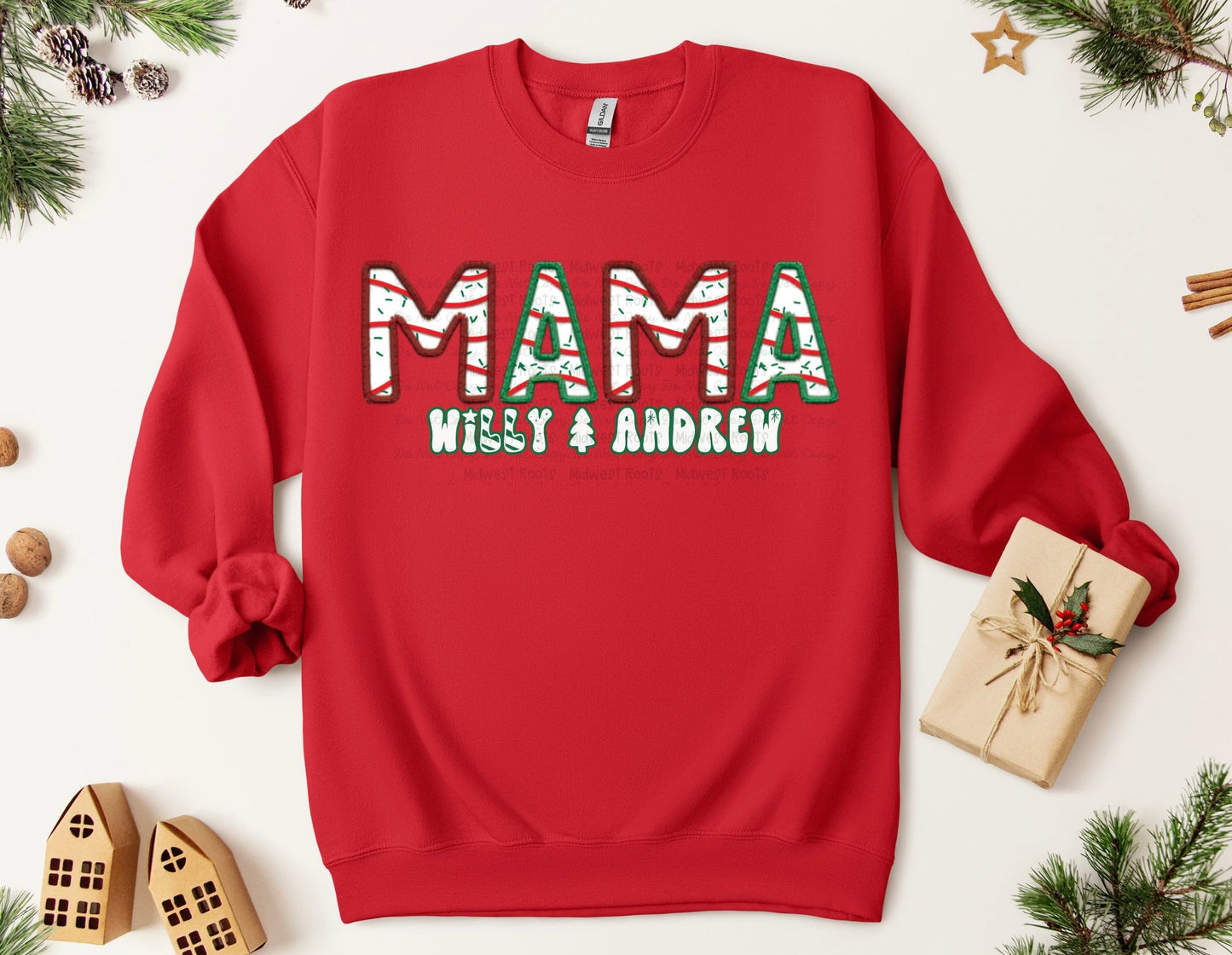 Christmas Cake Custom Mama Sweatshirt Top