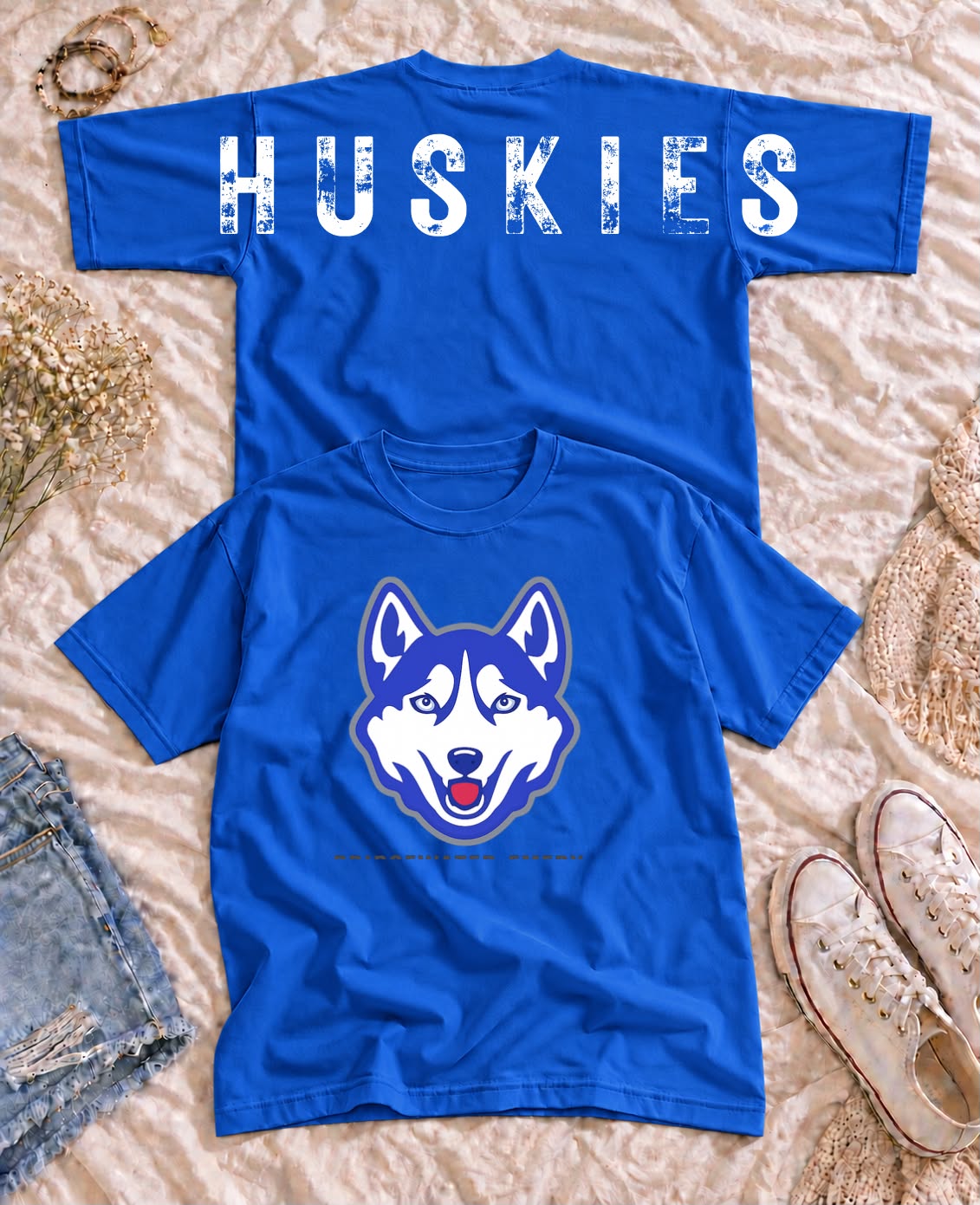 BE Huskies Oversized Arm Print Top