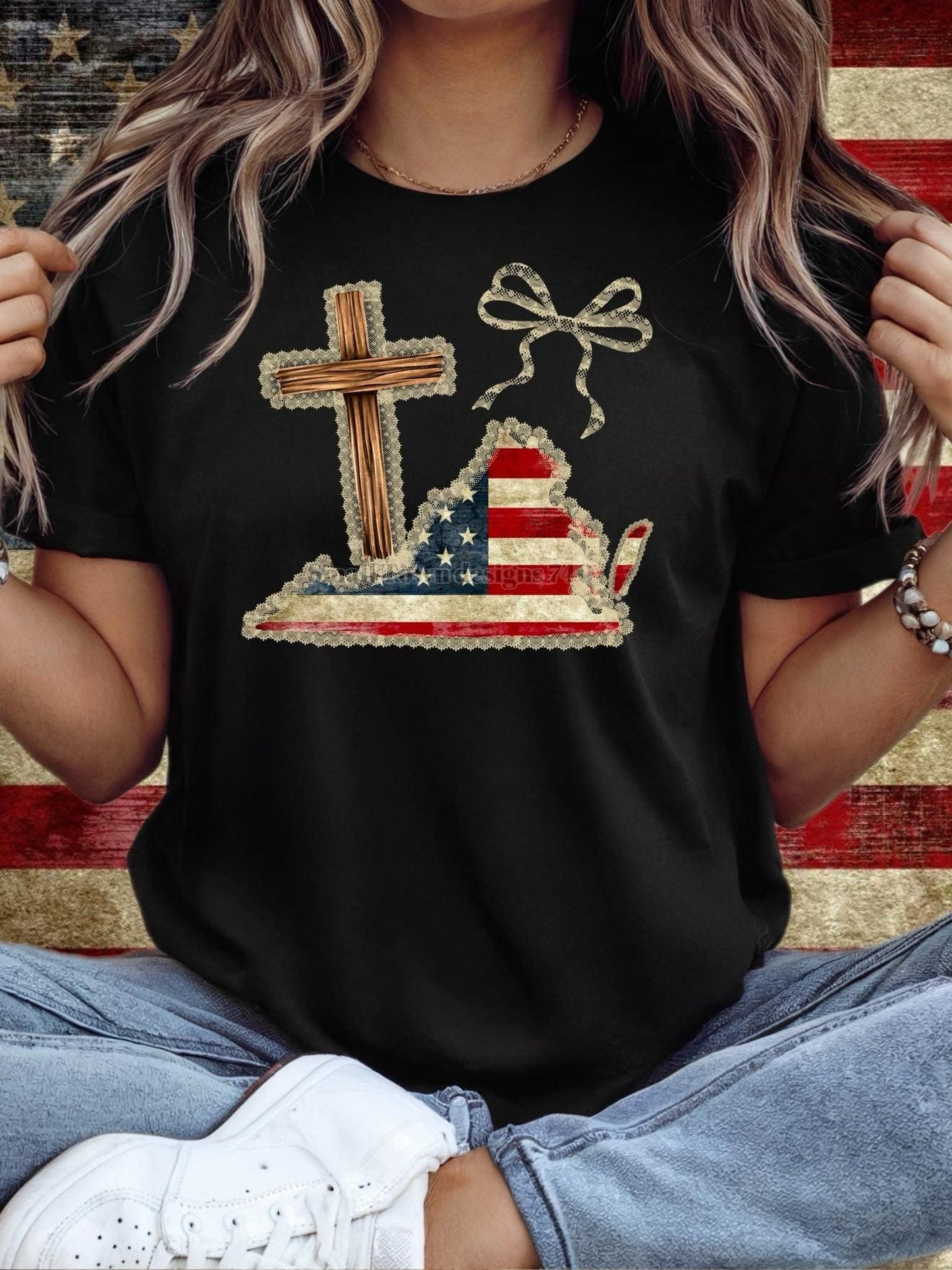 DTF Print - RWB States with Bow