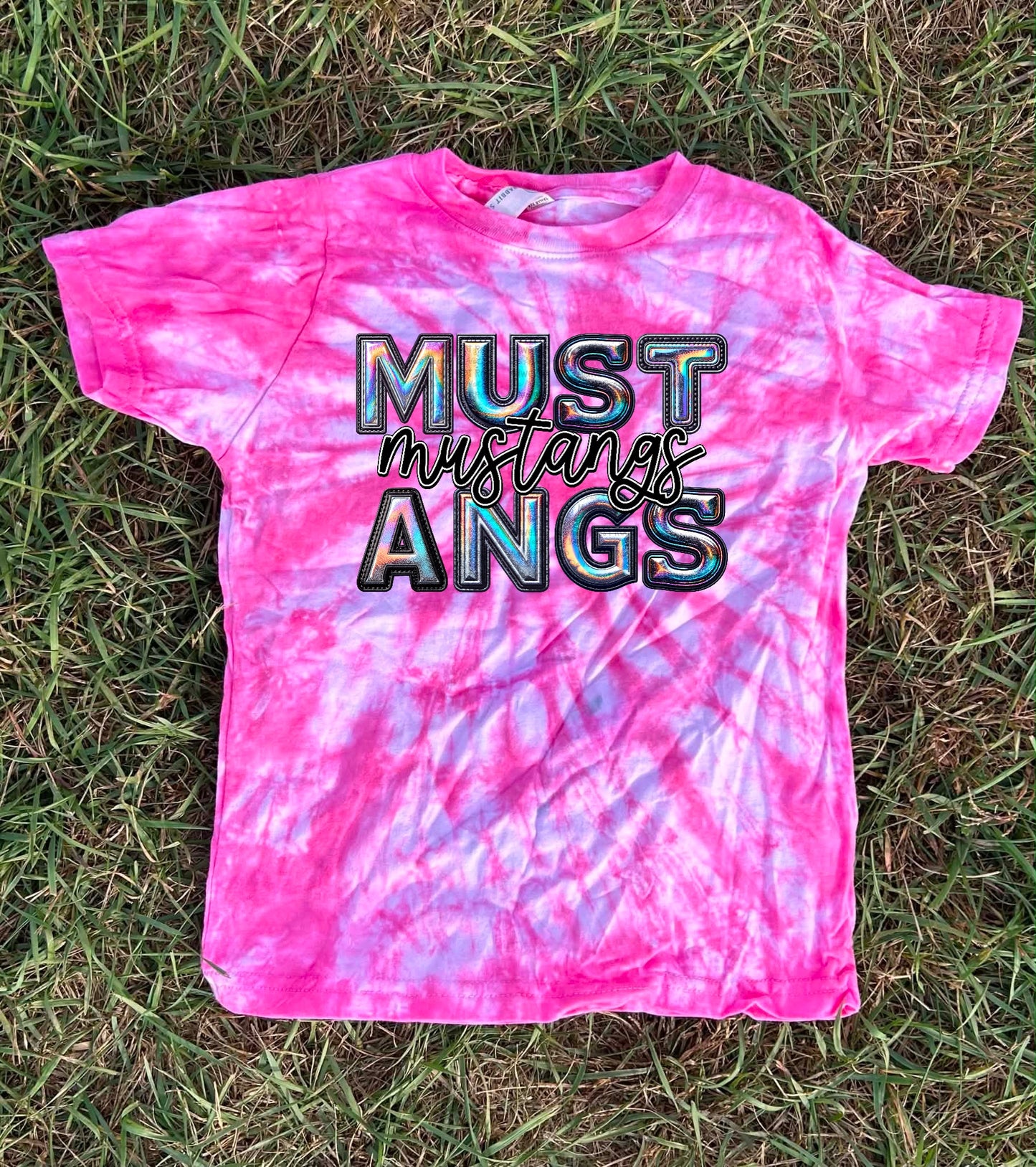 Pink Out Dyed Holographic Team Top