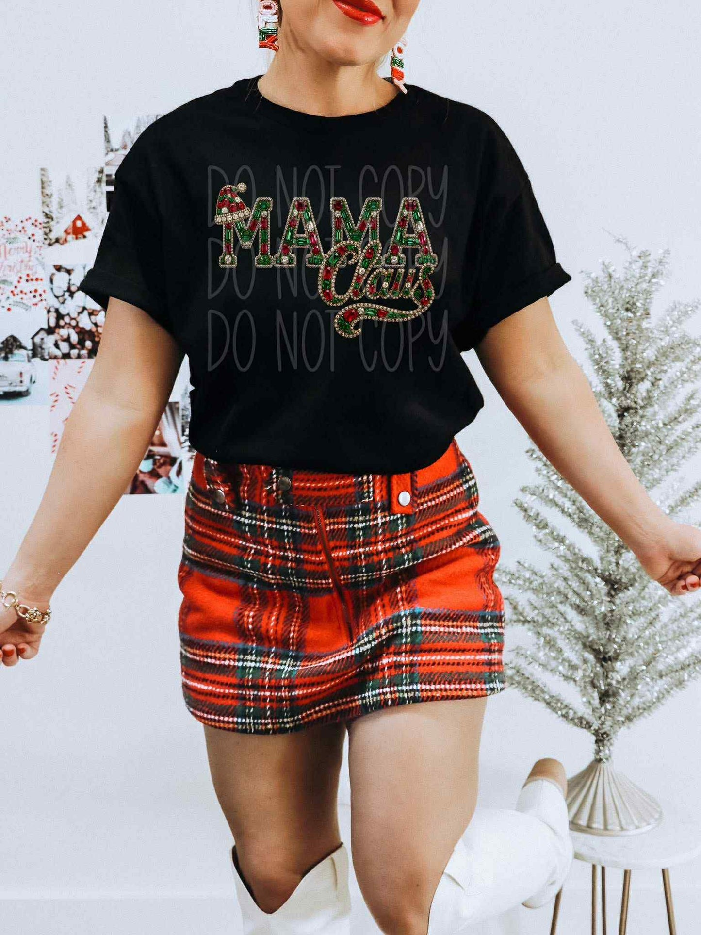 DTF Print - Faux Gem Mama Claus