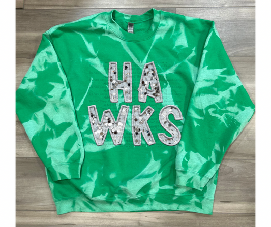 WS Completed Hawks Bleached Sweatshirt in Green