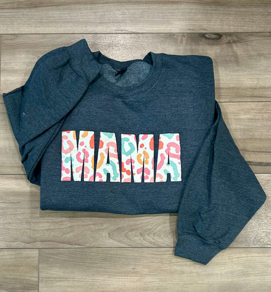 Fall Leopard Puff Printed Mama Top With or Without Names