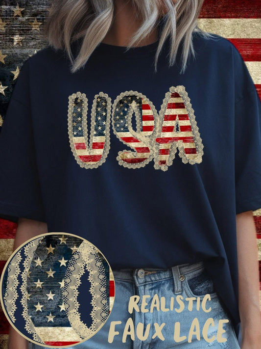 DTF Print - USA Faux Lace
