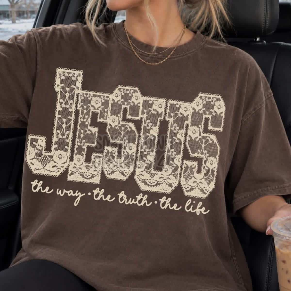 Jesus the way the truth the life Faux Lace Top
