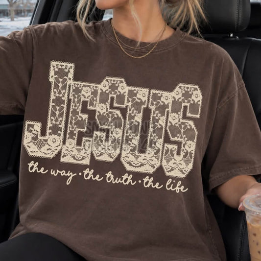 Jesus the way the truth the life Faux Lace Top