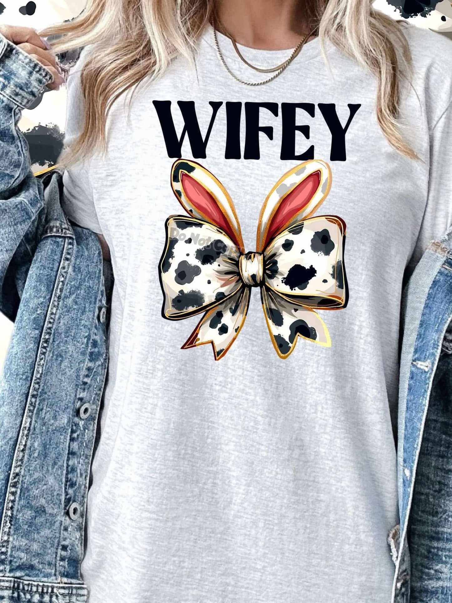 Easter Ears Cowprint Bow Name Top