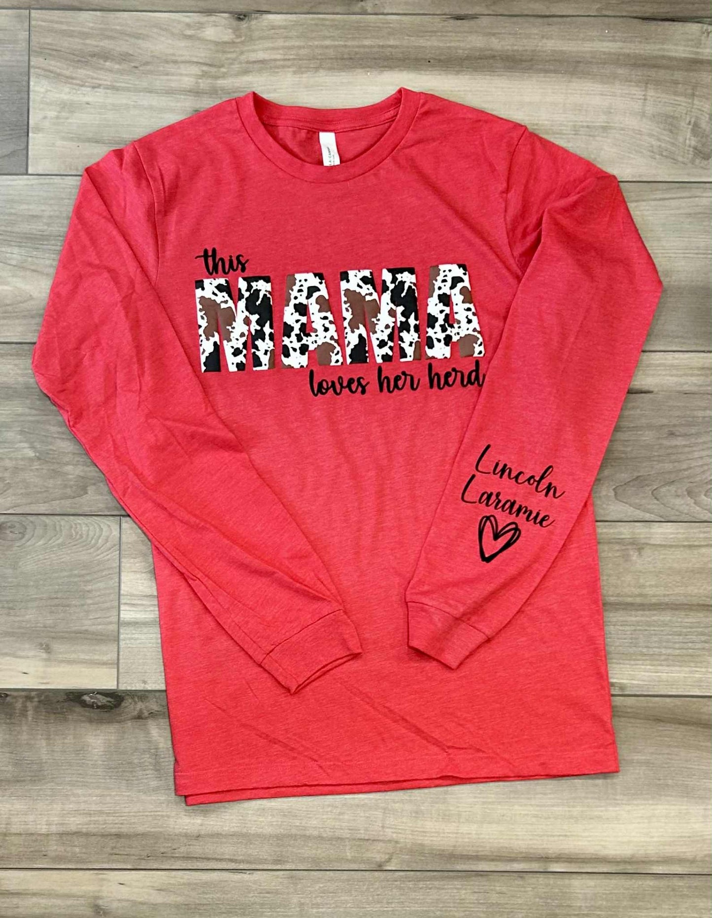 This Mama Loves Her Herd Cow Print Puff Printed Top With or Without Names