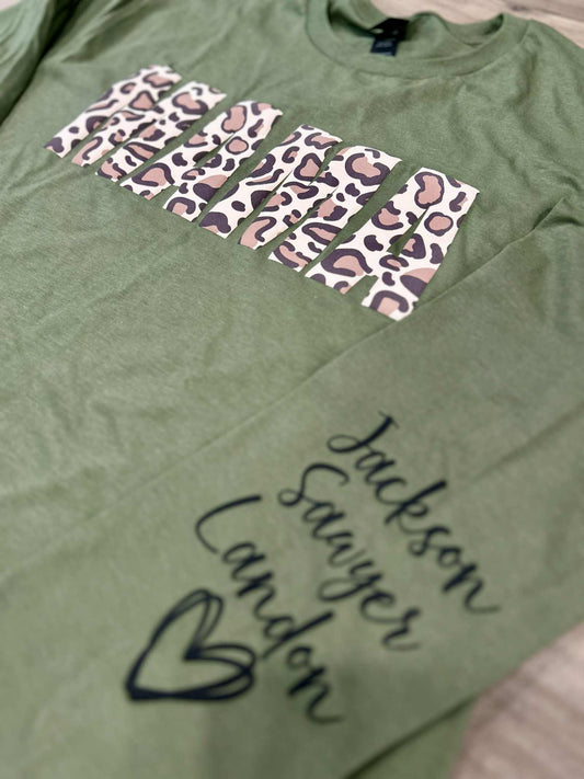 WS Completed Top Leopard Puff Printed Mama Top