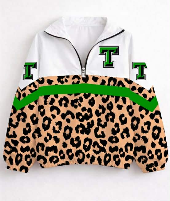 Pre Order Adult Quarter Zip Team Jacket Animal Print Bottom