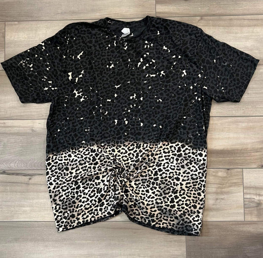 Blank Bleached T-shirt in Cheetah Print