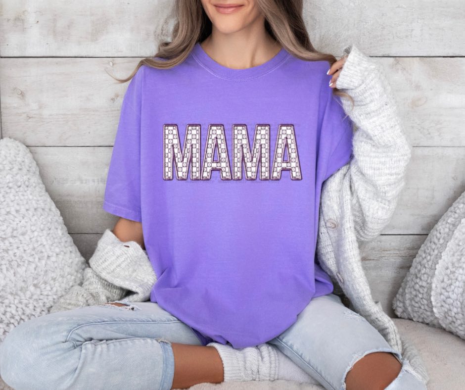 Lilac Faux Embroidered MAMA Top