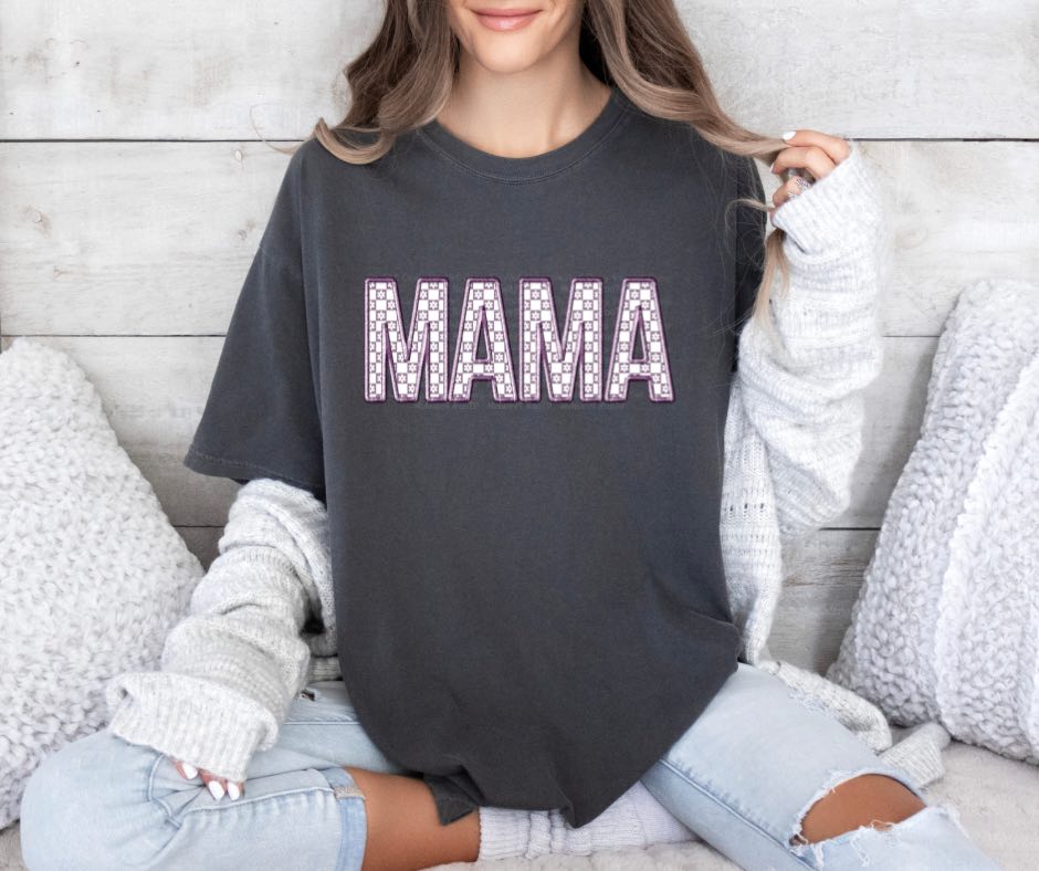 Lilac Faux Embroidered MAMA Top