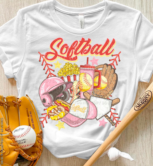 WS Completed Kids Vintage Look Softball Top