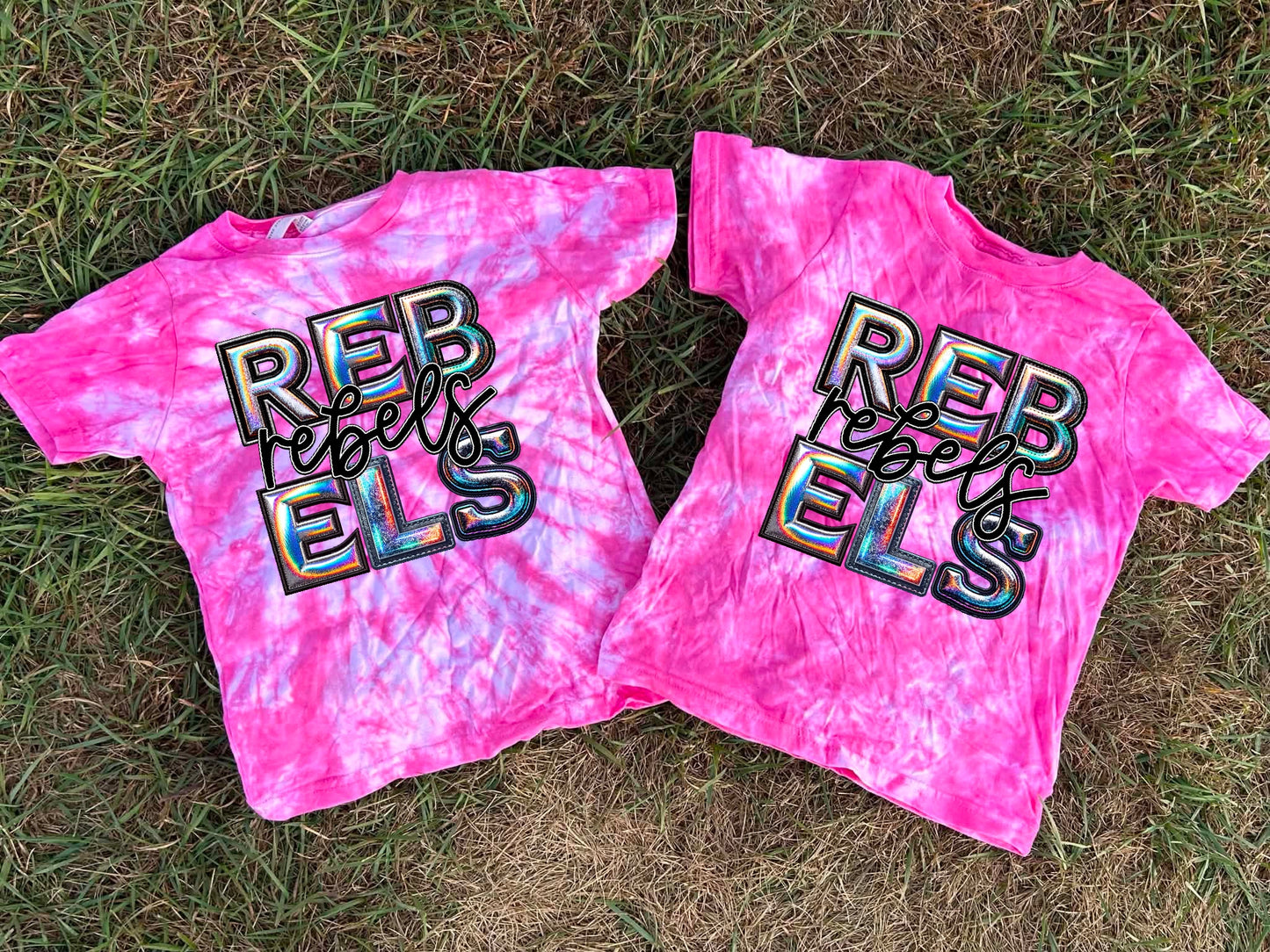 Pink Out Dyed Holographic Team Top
