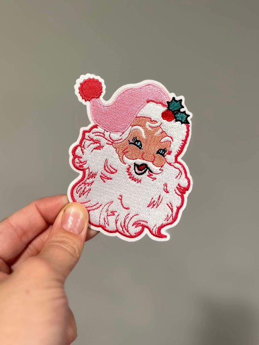 Retro Pink Santa Hat Patch