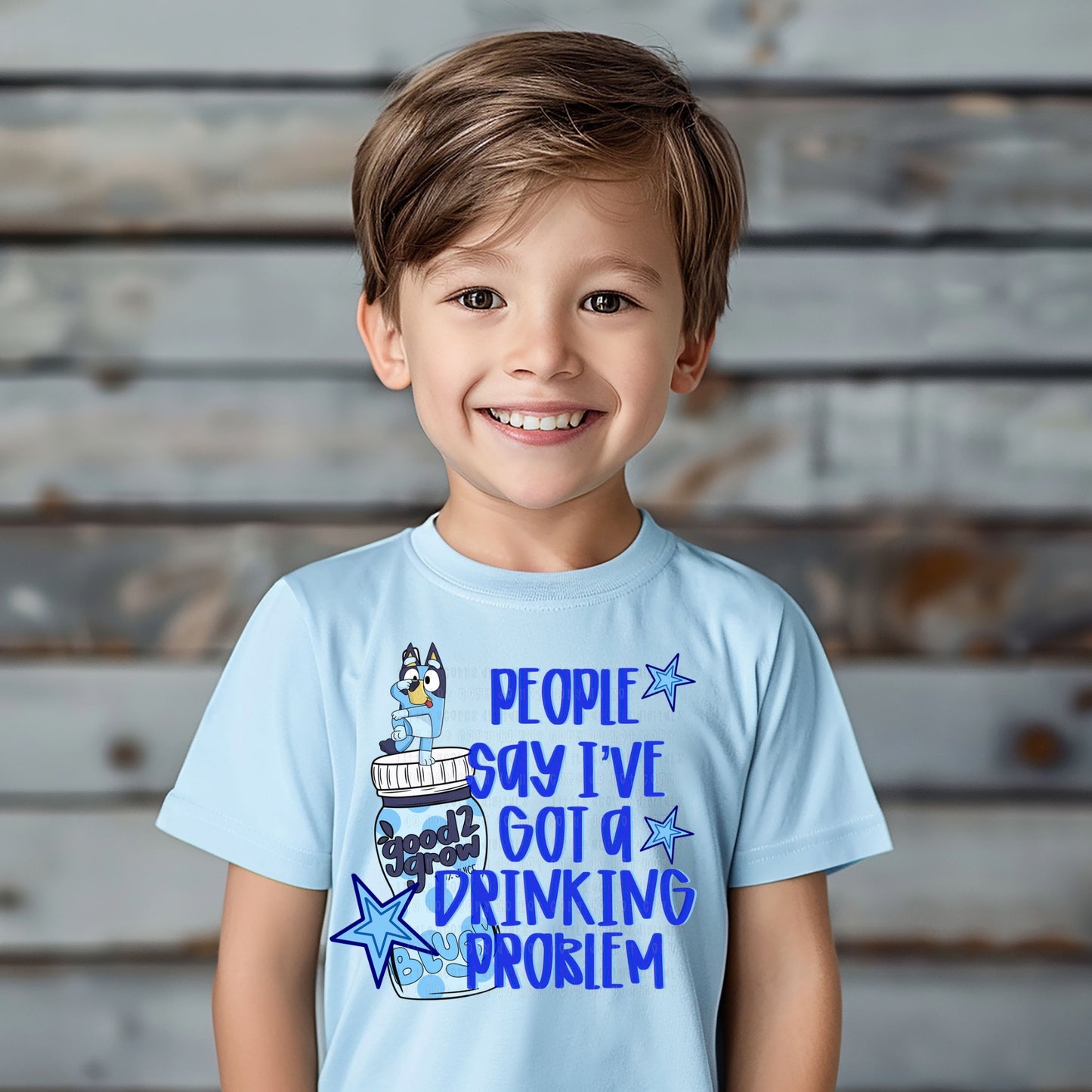 DTF Print - Drinkin Problem G2G Blue Dog