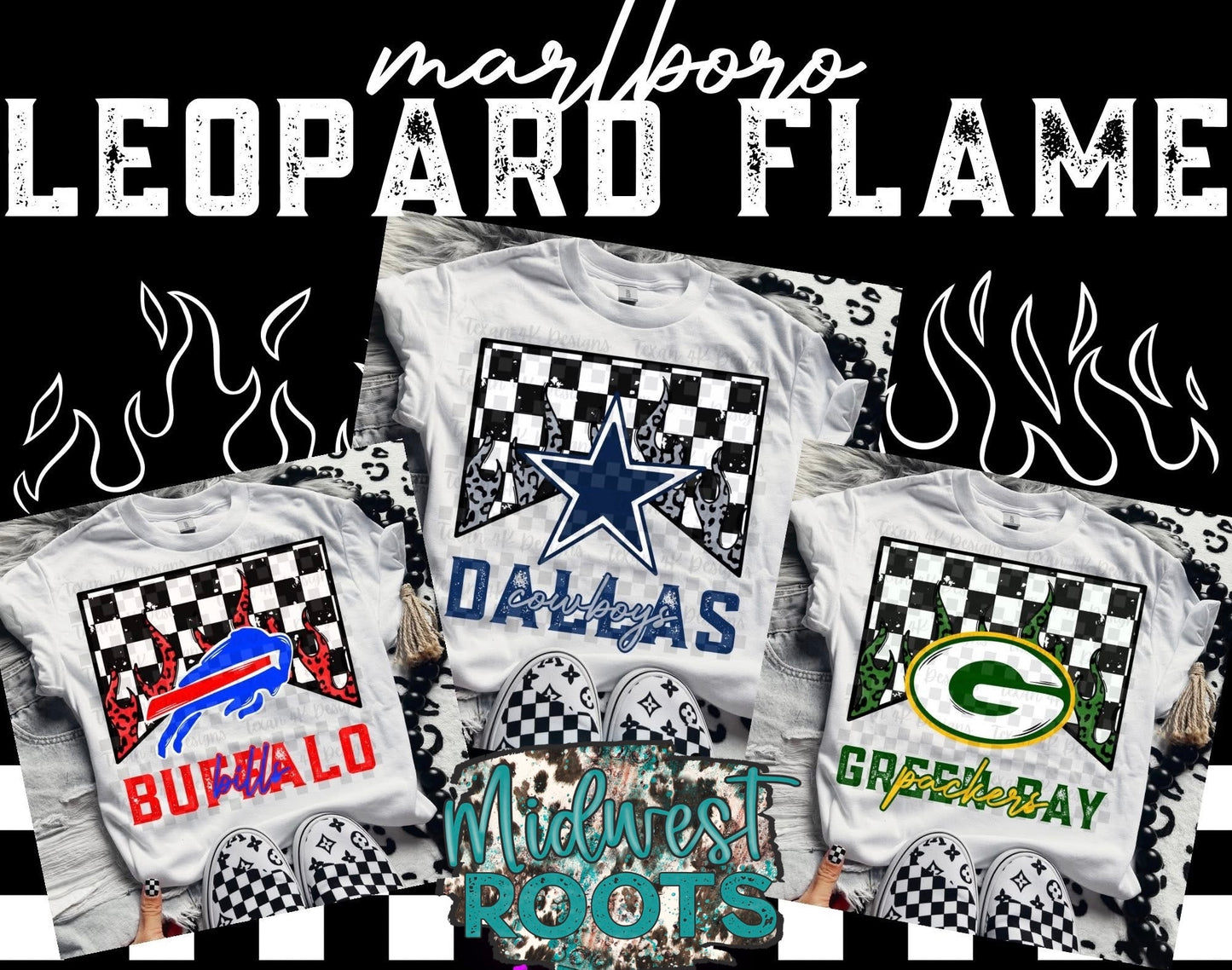 DTF Print - Leopard Flame - All Professional Teams
