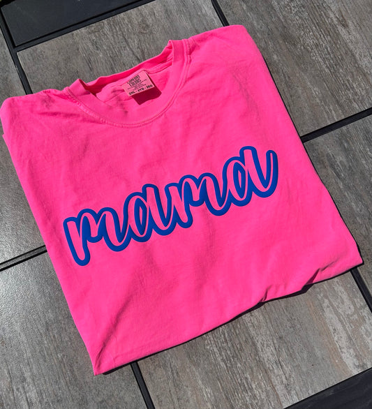 RTS Mama Outline Puff Print Top in Pink
