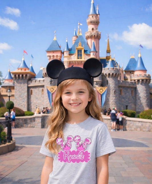 Pink Mouse Name Plate Kids Top