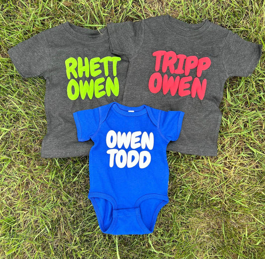 Kids Custom Puff Print Name Top