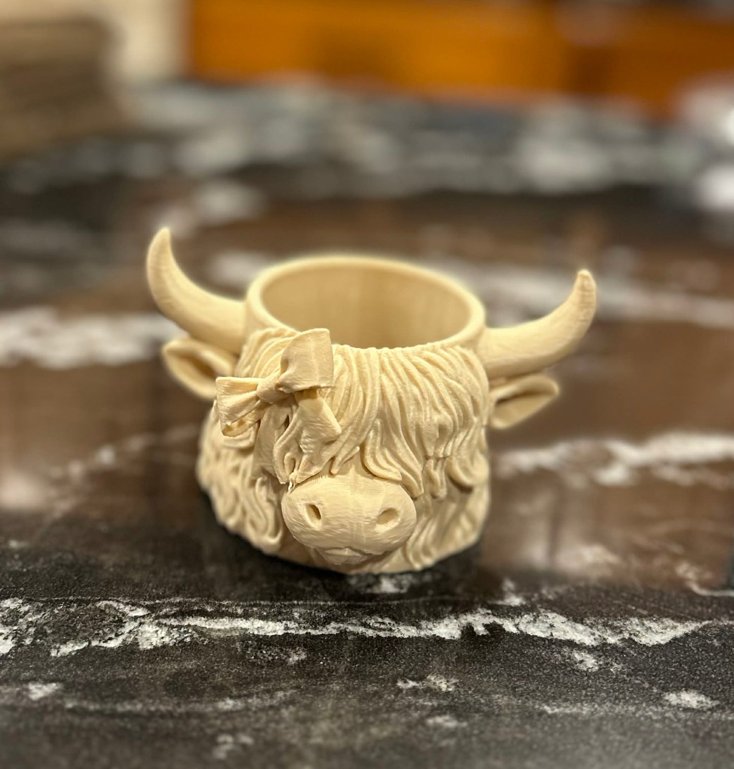 3D Printed Highland Cow Mini Planter