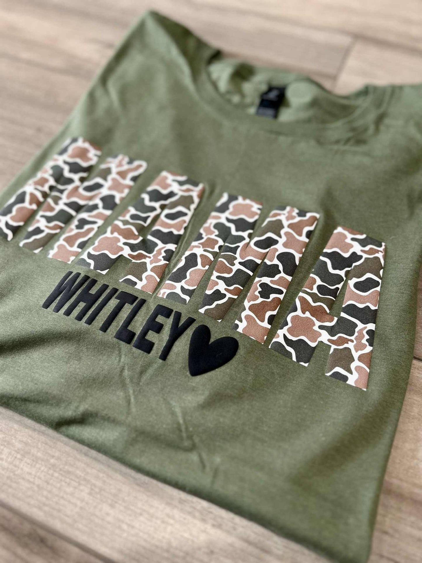 Camo Puff Printed Mama Top with or without kids names