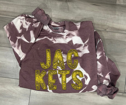 WS Completed Yellow Jackets Bleached Sweatshirt in Maroon