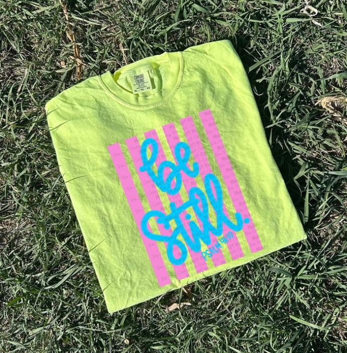 Be Still Pink with Blue Font Top