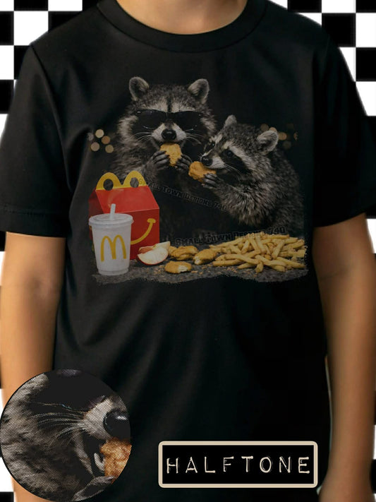 DTF Print - Halftone Raccoon Nuggets & Fries