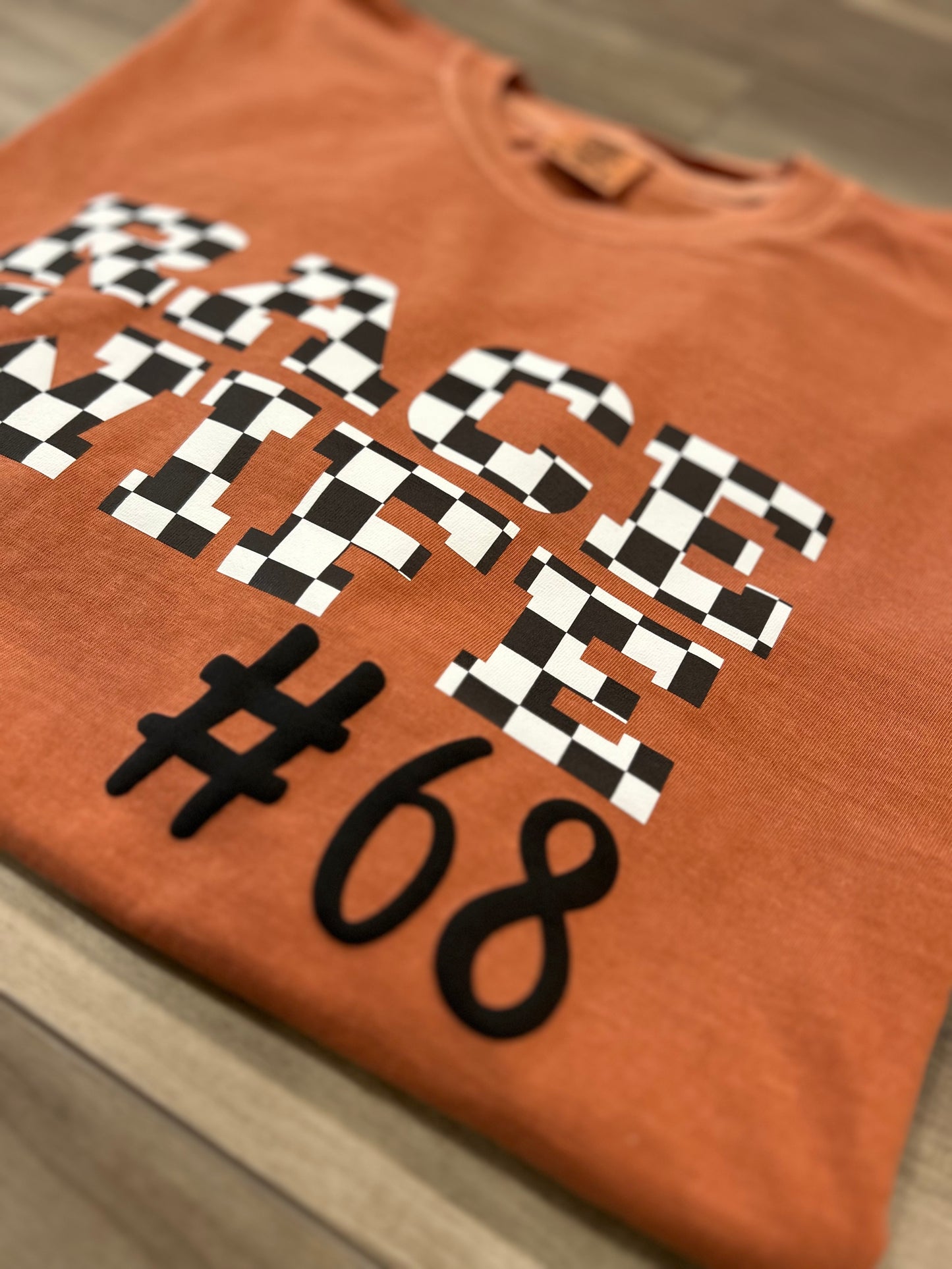 Race Wife Checkered Puff Print
