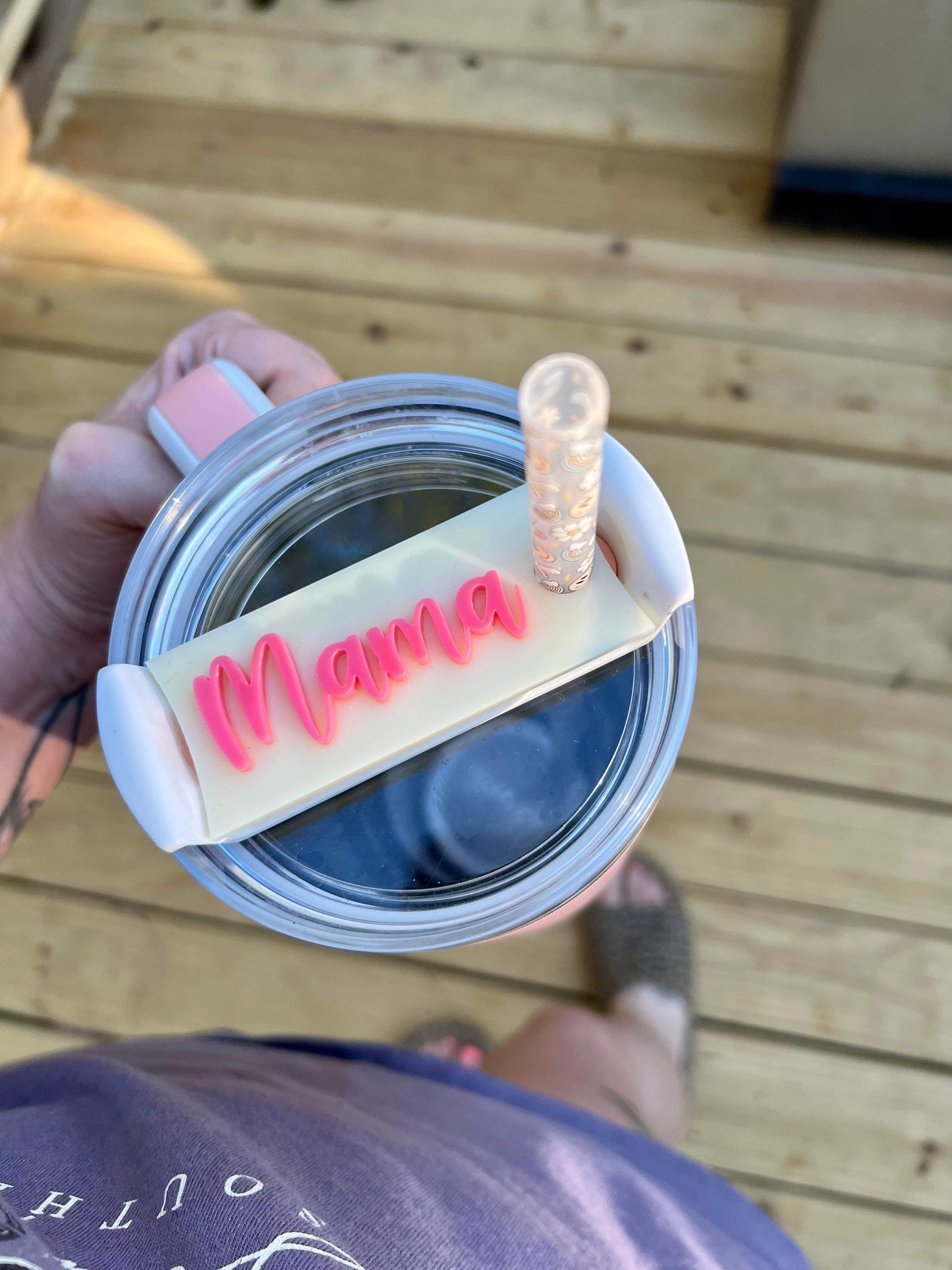 Personalized Ivory with Pink Name Cup Tags