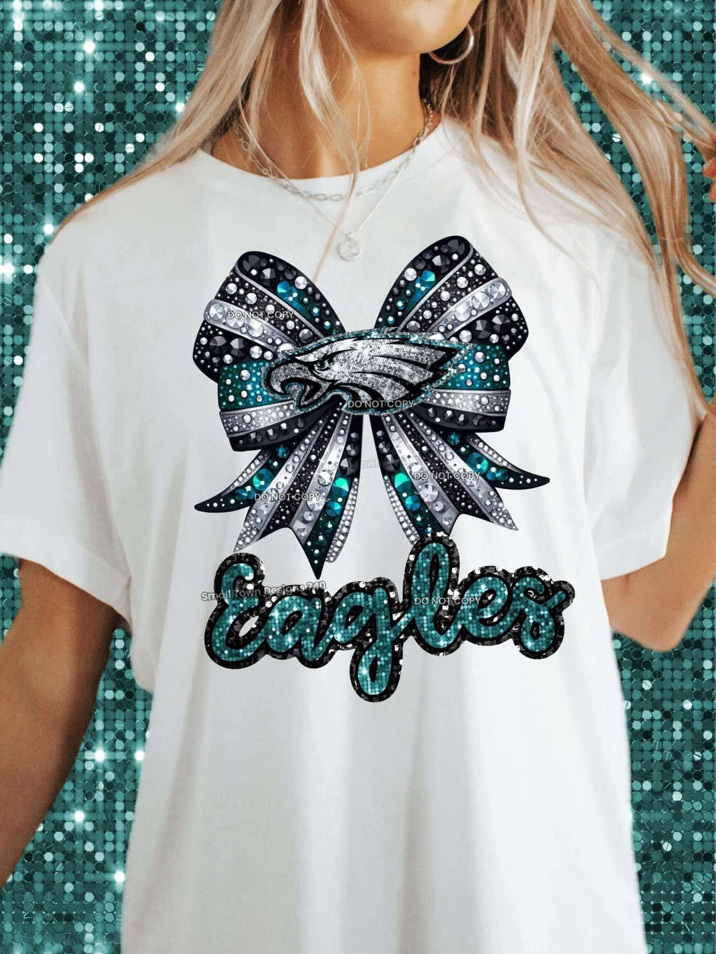 Eagles Glitter Bow Top