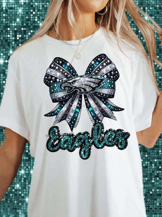 Eagles Glitter Bow Top